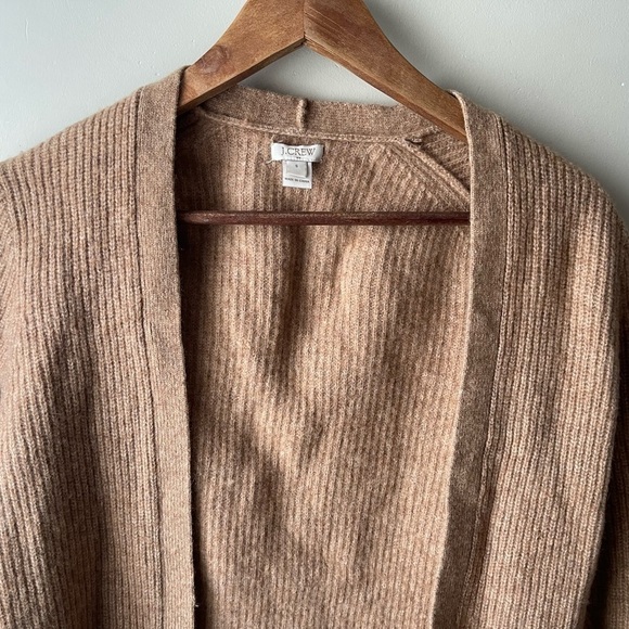 J Crew Factory cardigan sweater womens tan brown lambswool blend small - Picture 3 of 10